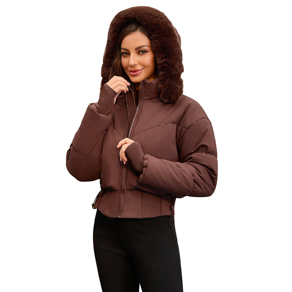 Zalira | Dames cropped donsjack – Lichtgewicht, waterafstotend, afneembare capuchon met nepbont, modieuze winterjas
