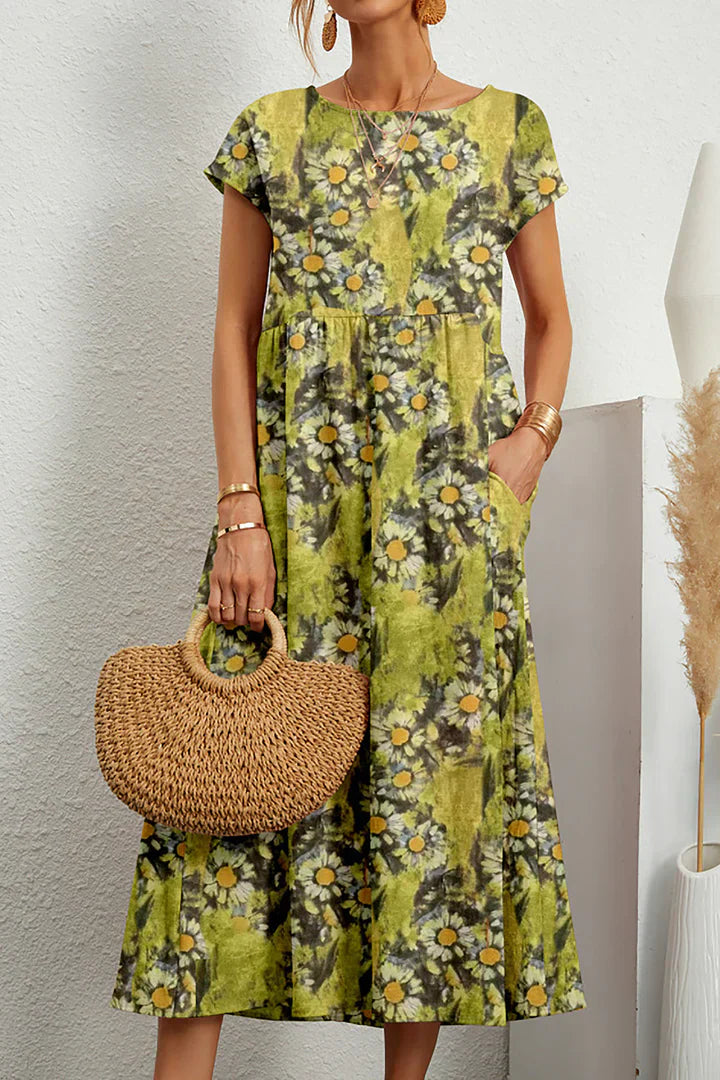 Roxelana | Casual jurk met bloemenprint – mouwloze jurk met ronde hals voor dames