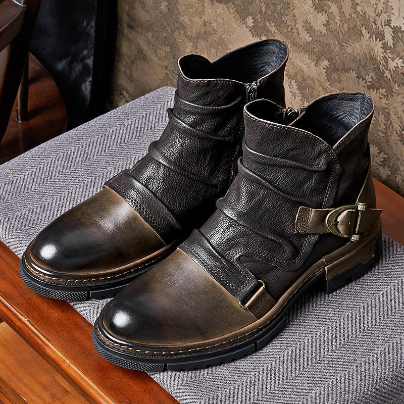 StoneHawk | Bottes de moto résistantes pour hommes, en cuir, robustes, pour l'extérieur et les loisirs