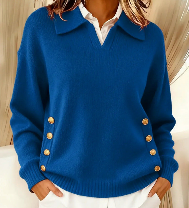 Kamea | Elegante gebreide trui voor dames met knoopdetails – Casual & kantoor gebreide top