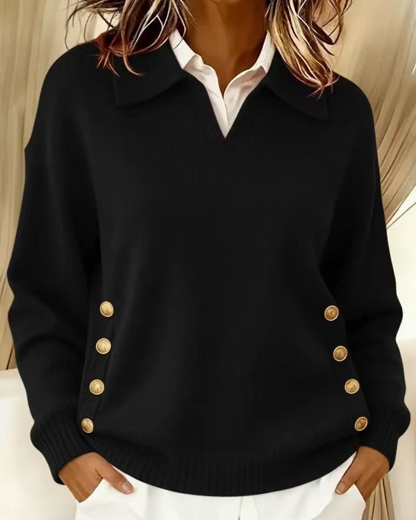 Kamea | Elegante gebreide trui voor dames met knoopdetails – Casual & kantoor gebreide top