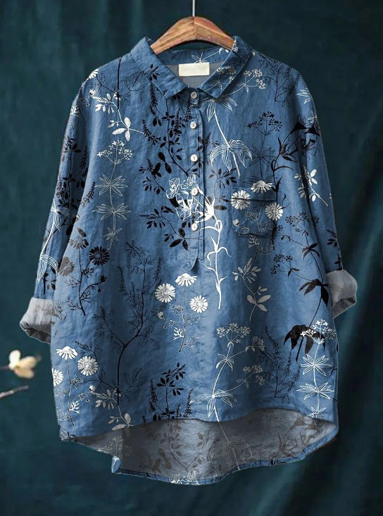 Ovidia | Vrouwen Oversized Bloemenblouse - Lange Mouw, Casual Losjes Pasvorm Top