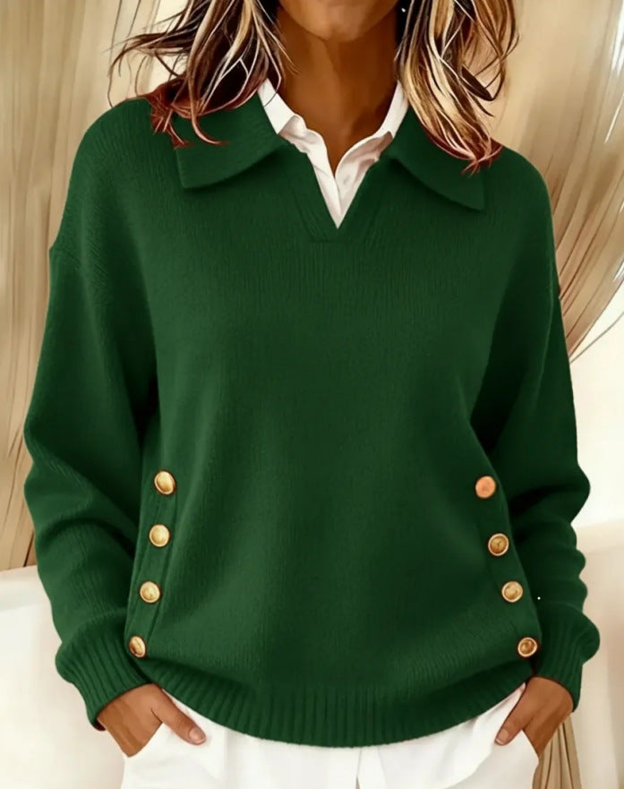 Kamea | Elegante gebreide trui voor dames met knoopdetails – Casual & kantoor gebreide top