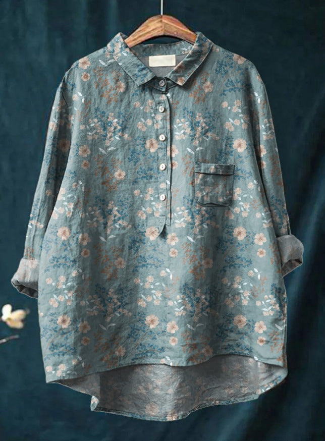 Ovidia | Vrouwen Oversized Bloemenblouse - Lange Mouw, Casual Losjes Pasvorm Top