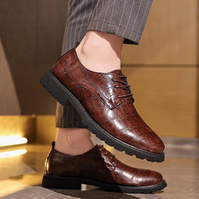 Croxen | Chaussures en cuir pour hommes - Modèle crocodile, chaussures habillées pour affaires