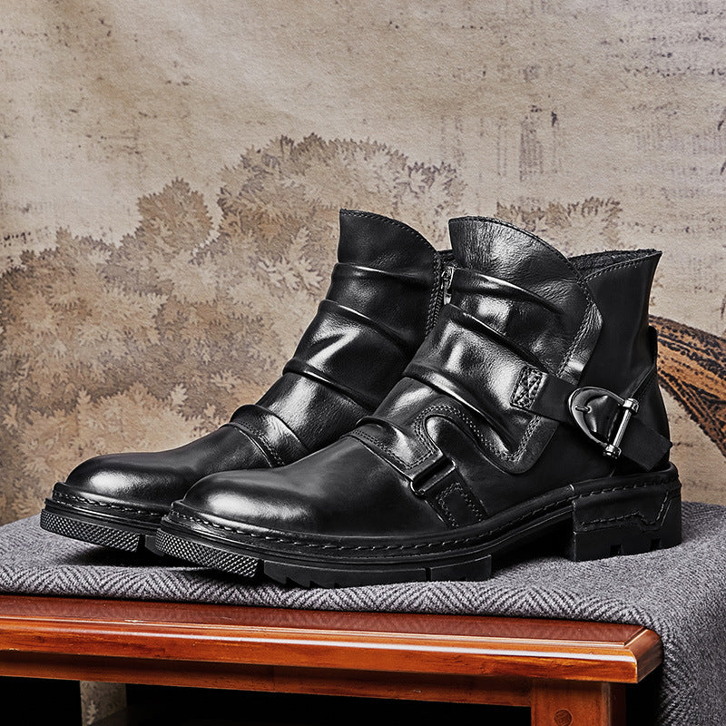 StoneHawk | Bottes de moto résistantes pour hommes, en cuir, robustes, pour l'extérieur et les loisirs