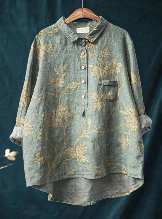 Ovidia | Vrouwen Oversized Bloemenblouse - Lange Mouw, Casual Losjes Pasvorm Top