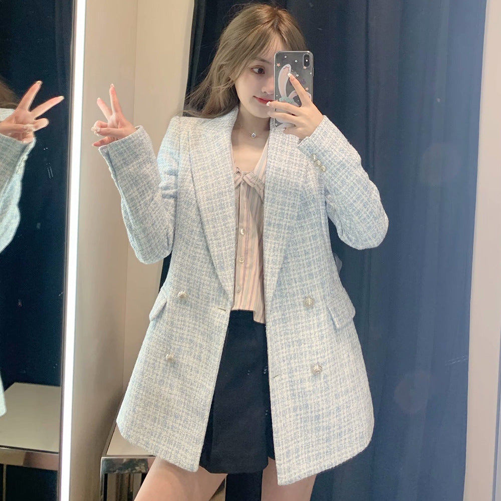 Roseline | Women's oversized tweed double-breasted blazer