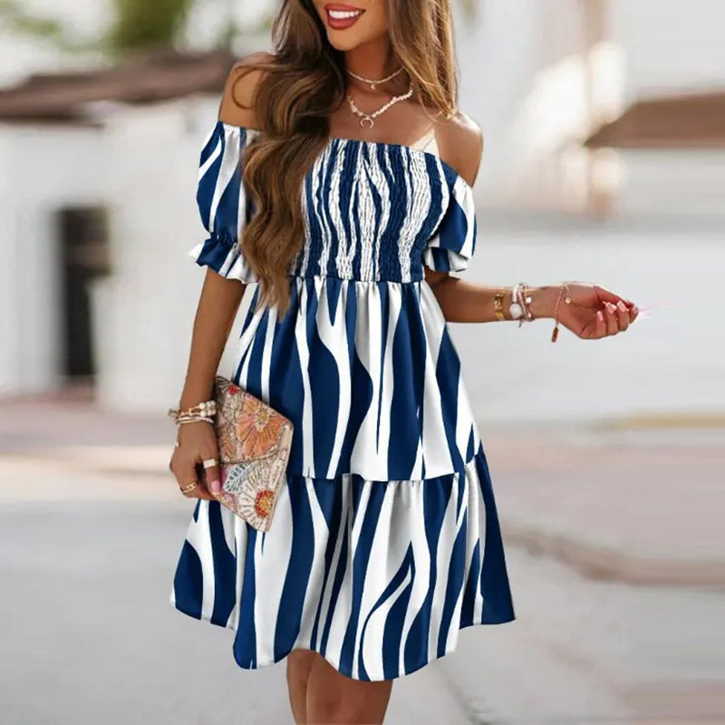 Off the shoulder jurkje met print