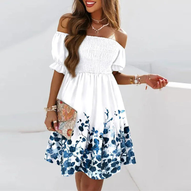 Off the shoulder jurkje met print