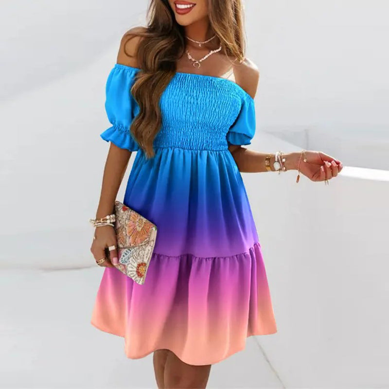 Off the shoulder jurkje met print