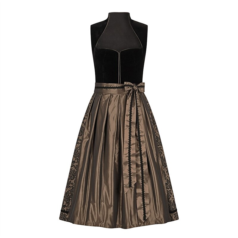 Invarae | Bronzen Dirndljurk voor Dames – Elegante Traditionele Oktoberfest Outfit met Schort, Beierse Kostuum