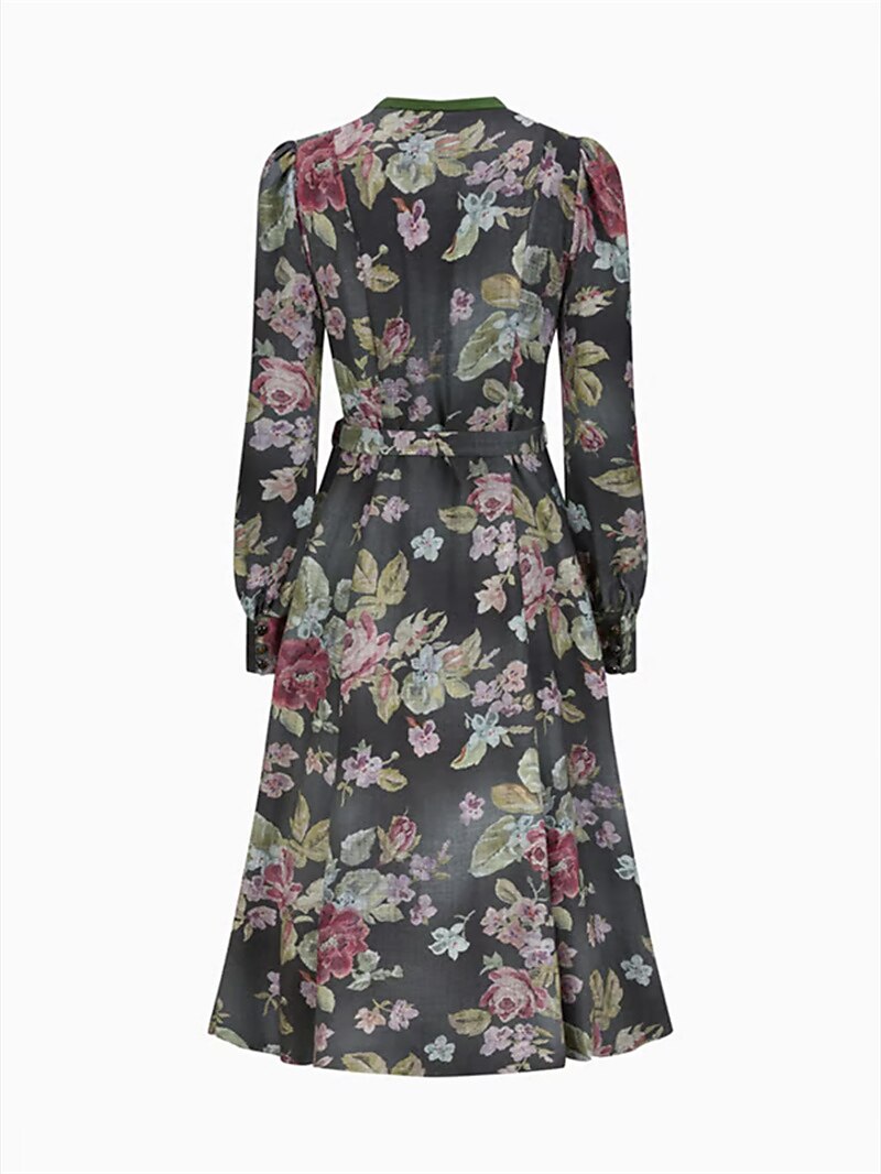 Glynira | Dames Zwarte Vintage Dirndl met Bloemmotief & Schort – Klassieke Oktoberfest Traditionele Jurk