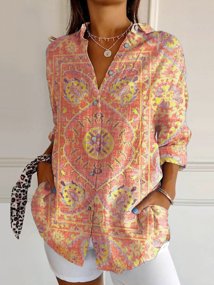 Saelyn | Retro shirt met print – Casual vintage blouse voor dames