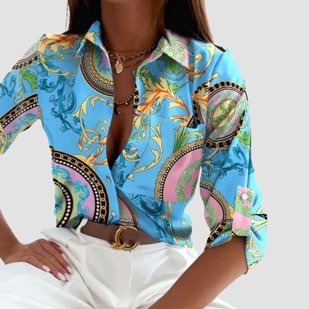 Aelosa | Stijlvolle damesblouse – Casual top met lange mouwen en zakken aan de voorkant