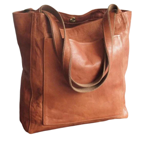 VintEdge | Vintage lederen draagtas - handtas met grote capaciteit voor vrouwen