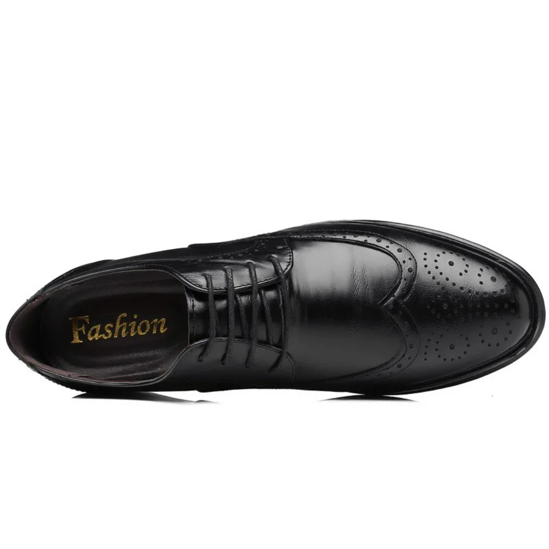 PrestigeStep | Heren Klassiek Oxford Brogue Dress Schoenen - Wingtip Veterschoenen Formeel Schoeisel