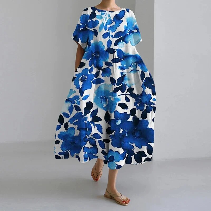 Vittoria | Vrouwen Boho Maxi jurk met bloemenprint en zakken