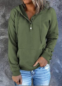 Diletta |  Basic hoodie – Drukknopen aan de voorkant, verstelbaar trekkoord, casual pullover-sweatshirt