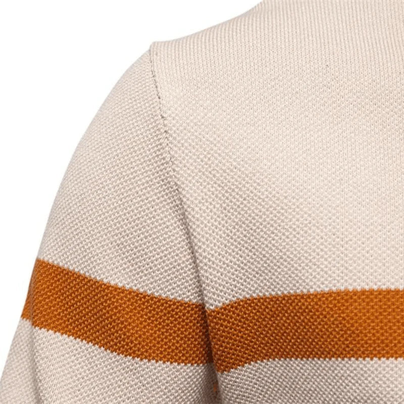 Ulmar | Herenkatoenen trui met halve rits, driekleurig, opstaande kraag, casual gebreide pullover