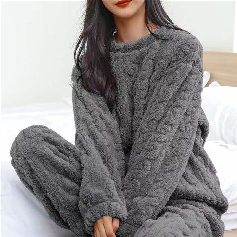 Pernille | Comfortabele fleece pyjamaset voor dames – Warme top met lange mouwen en broek, zachte nachtkleding