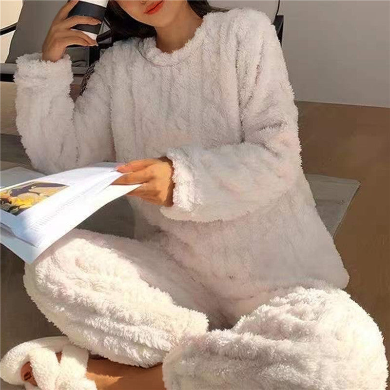 Pernille | Comfortabele fleece pyjamaset voor dames – Warme top met lange mouwen en broek, zachte nachtkleding