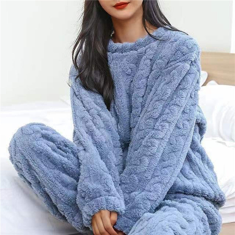 Pernille | Comfortabele fleece pyjamaset voor dames – Warme top met lange mouwen en broek, zachte nachtkleding