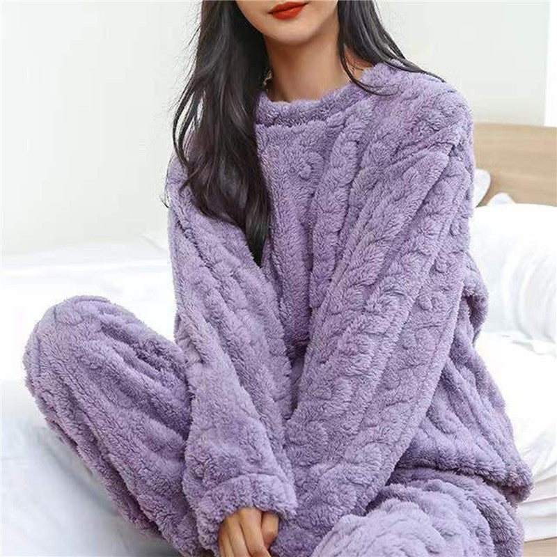Pernille | Comfortabele fleece pyjamaset voor dames – Warme top met lange mouwen en broek, zachte nachtkleding