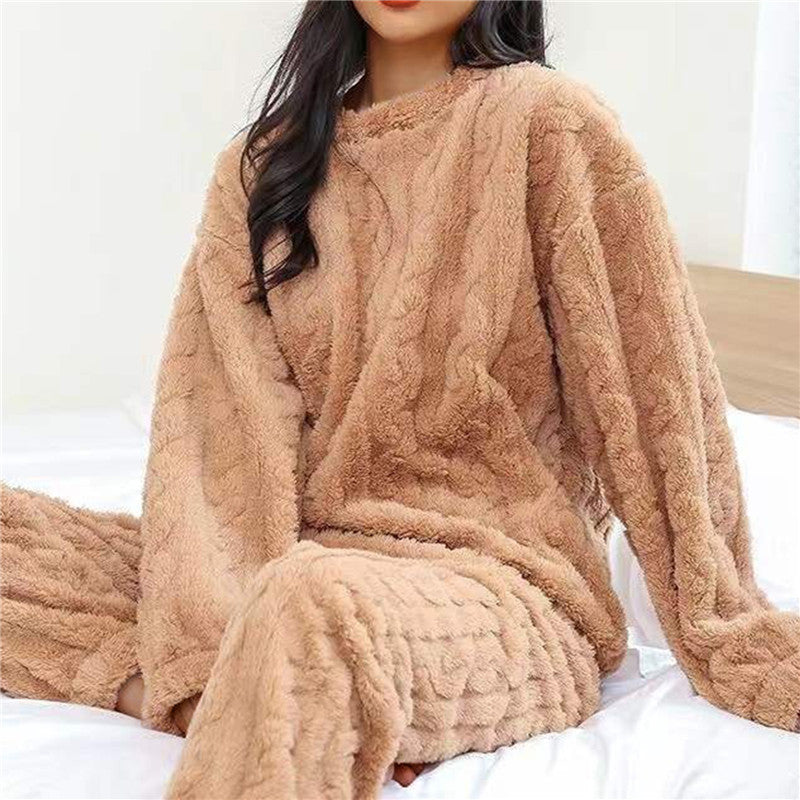 Pernille | Comfortabele fleece pyjamaset voor dames – Warme top met lange mouwen en broek, zachte nachtkleding