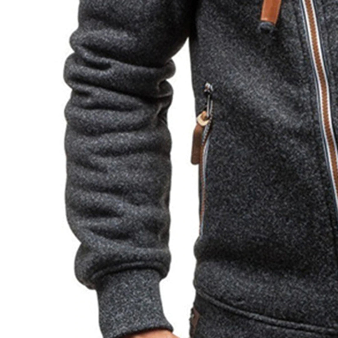 Jorvik | Fleece gevoerde winterjas met capuchon voor mannen - Diagonale ritssluiting, warme en stijlvolle bovenkleding