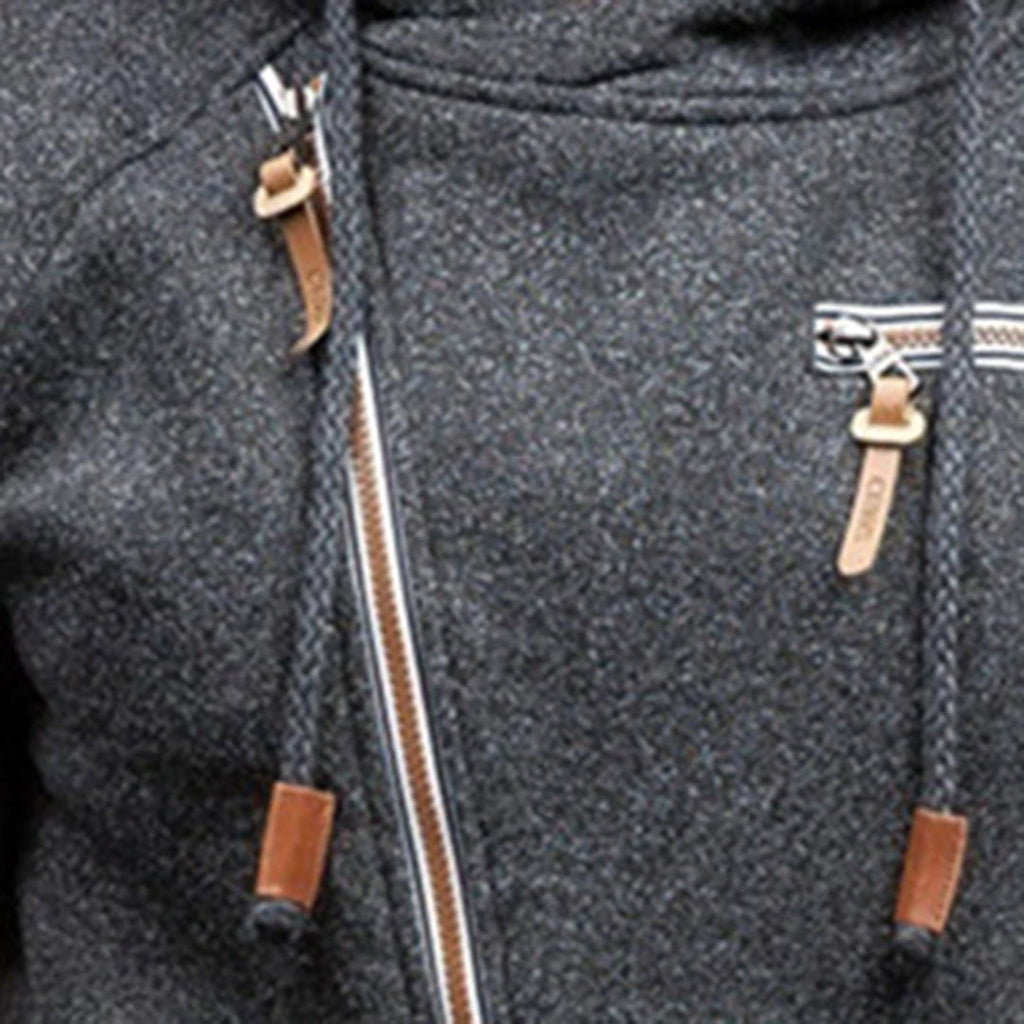 Jorvik | Fleece gevoerde winterjas met capuchon voor mannen - Diagonale ritssluiting, warme en stijlvolle bovenkleding