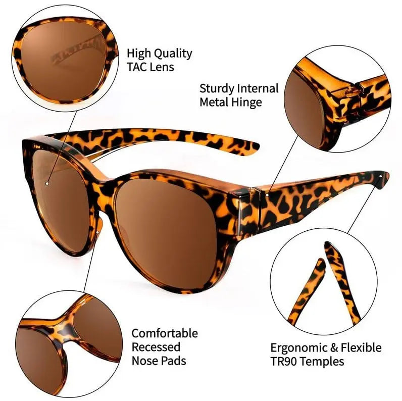 ShadeOver | Gepolariseerde zonnebrillen voor brildragers – Overglazen, cat-eye-stijl, UV-bescherming