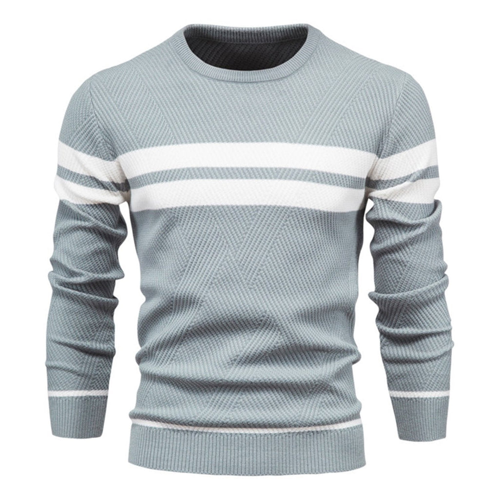 Derick | Klassieke heren trui met ronde hals en streeppatroon, comfortabele gebreide trui voor herfst en winter