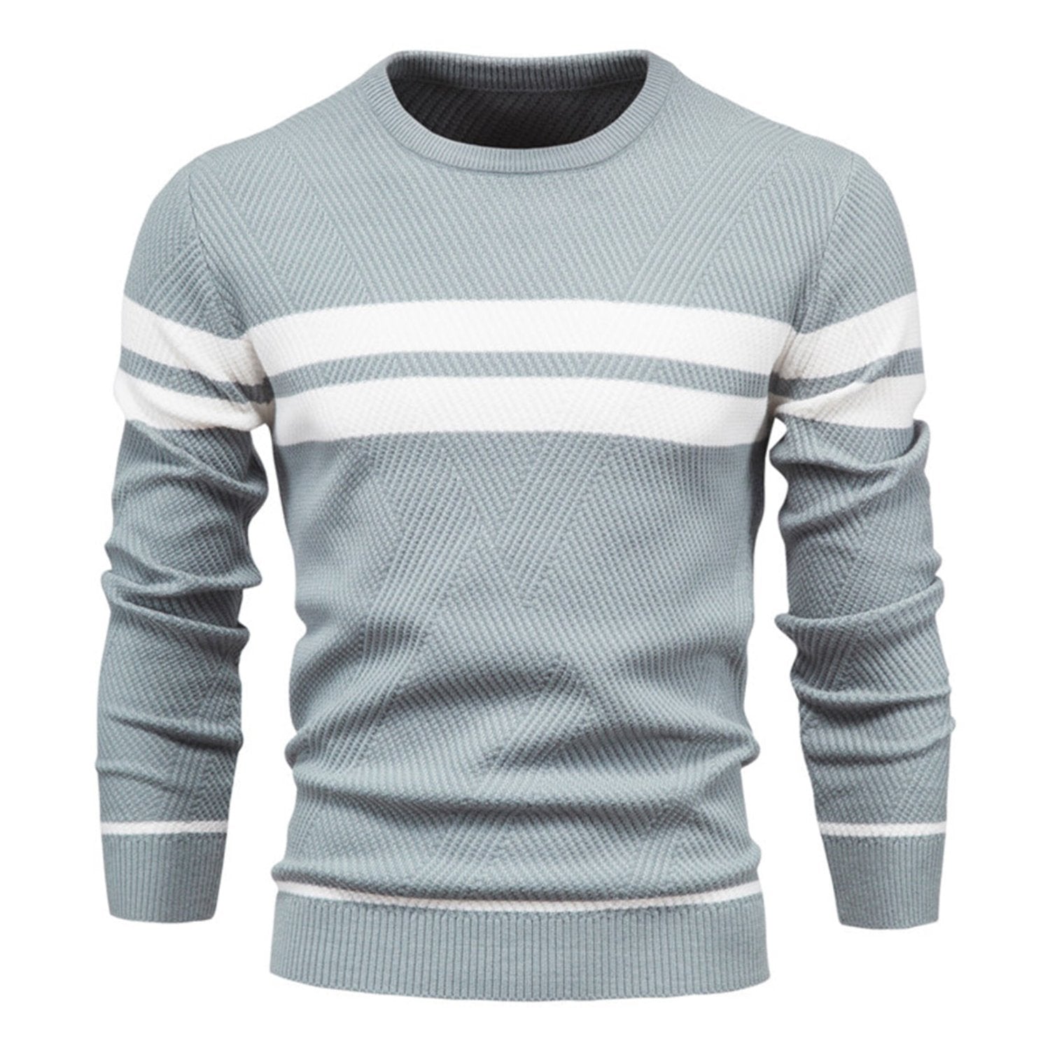 Derick | Klassieke heren trui met ronde hals en streeppatroon, comfortabele gebreide trui voor herfst en winter