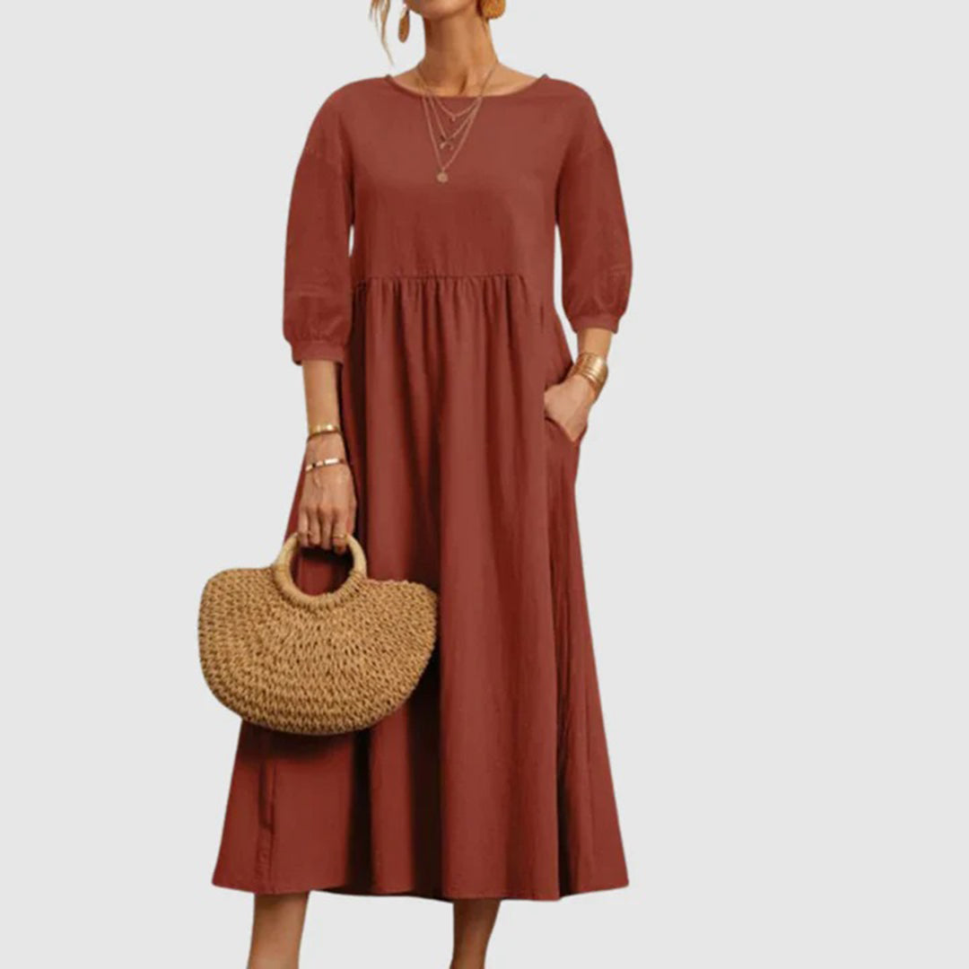 Odeletta | Casual Midi Dress - Breathable & Comfortable Dress for Everyday Wear