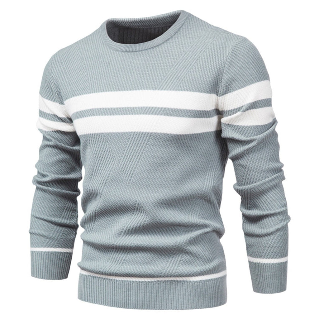 Derick | Klassieke heren trui met ronde hals en streeppatroon, comfortabele gebreide trui voor herfst en winter