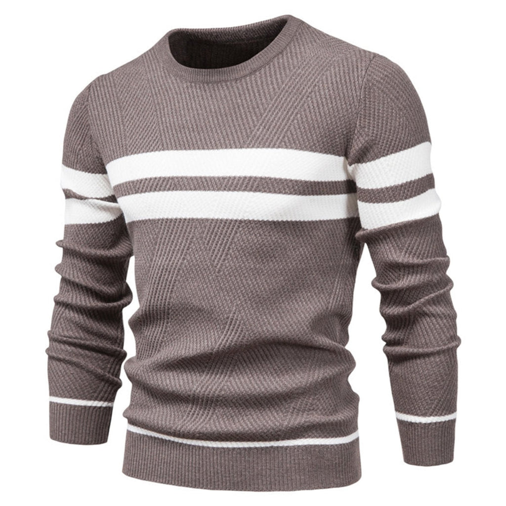 Derick | Klassieke heren trui met ronde hals en streeppatroon, comfortabele gebreide trui voor herfst en winter