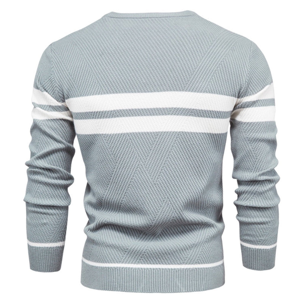 Derick | Klassieke heren trui met ronde hals en streeppatroon, comfortabele gebreide trui voor herfst en winter