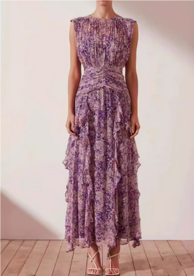 Clarice | Flowy Floral Maxi Dress with Ruffles - Elegant Boho Dress