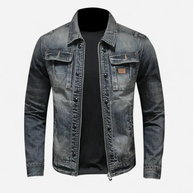 Jaxor | Retro denimjas voor heren – Klassieke spijkerjas met knopen aan de voorkant