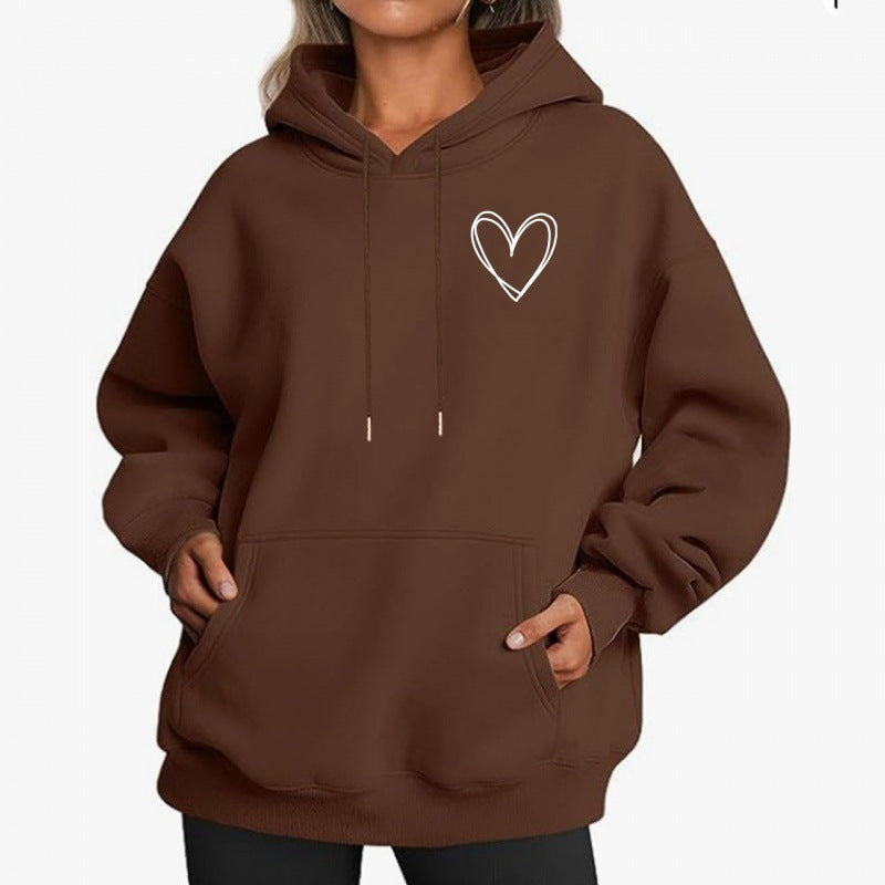 Jorina | Oversized hoodie voor dames met minimalistische hartprint, zachte katoenmix, casual loungewear