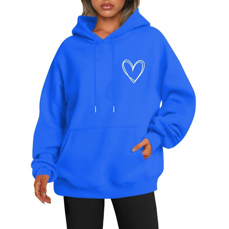 Jorina | Oversized hoodie voor dames met minimalistische hartprint, zachte katoenmix, casual loungewear