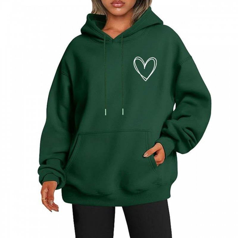 Jorina | Oversized hoodie voor dames met minimalistische hartprint, zachte katoenmix, casual loungewear