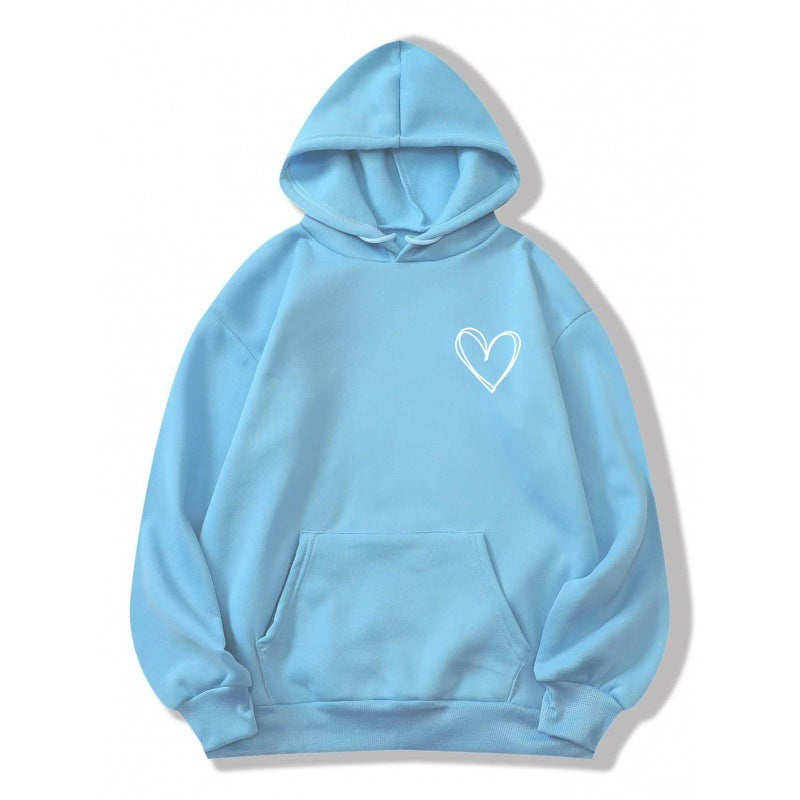 Jorina | Oversized hoodie voor dames met minimalistische hartprint, zachte katoenmix, casual loungewear
