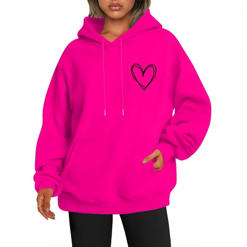 Jorina | Oversized hoodie voor dames met minimalistische hartprint, zachte katoenmix, casual loungewear