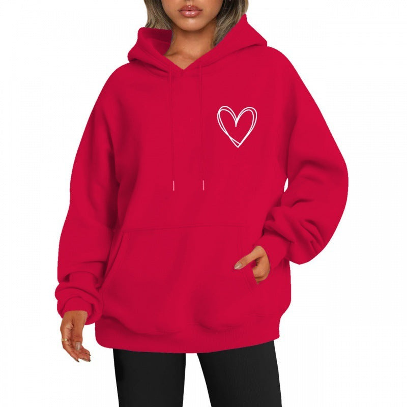 Jorina | Oversized hoodie voor dames met minimalistische hartprint, zachte katoenmix, casual loungewear