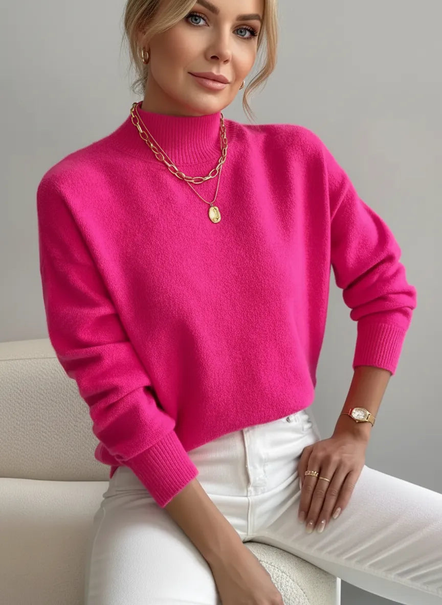 Astraea | Klassieke coltrui voor dames, casual gebreide trui met lange mouwen, warme wintertrui