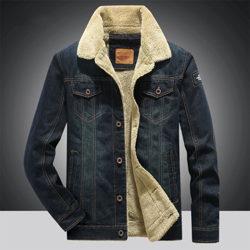 Senn | Fleece gevoerde spijkerjas voor heren – Warme winter spijkerjas voor heren, casual streetstyle