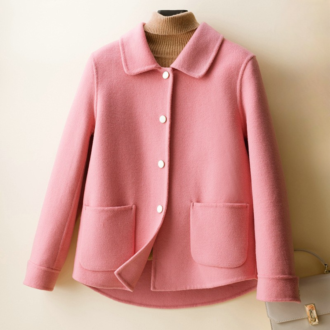 Azlyn | Damenmantel aus Wollmischung – Taillierter Wintermantel mit Reverskragen und Taschen