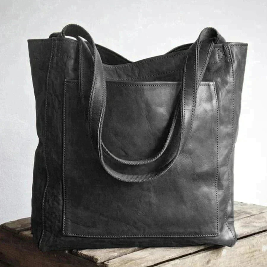 VintEdge | Vintage lederen draagtas - handtas met grote capaciteit voor vrouwen
